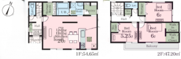 桶川市末広、新築一戸建ての間取り画像です