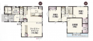 北本市中丸、新築一戸建ての間取り画像です