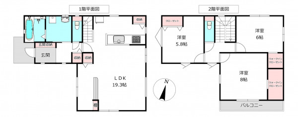 北本市中丸、新築一戸建ての間取り画像です