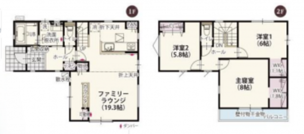 北本市中丸、新築一戸建ての間取り画像です