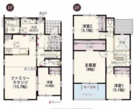 北本市中丸、新築一戸建ての間取り画像です