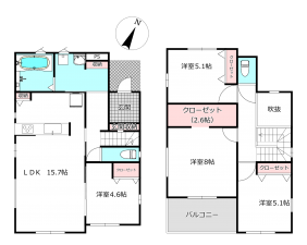 北本市中丸、新築一戸建ての間取り画像です