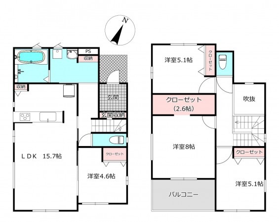 北本市中丸、新築一戸建ての間取り画像です