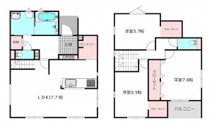 北本市中丸、新築一戸建ての間取り画像です