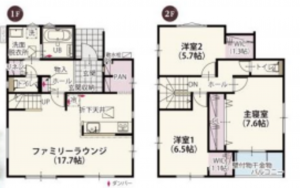 北本市中丸、新築一戸建ての間取り画像です