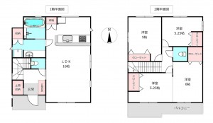 桶川市、新築一戸建ての間取り画像です