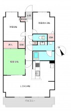 北本市朝日、マンションの間取り画像です