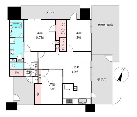桶川市朝日、マンションの間取り画像です