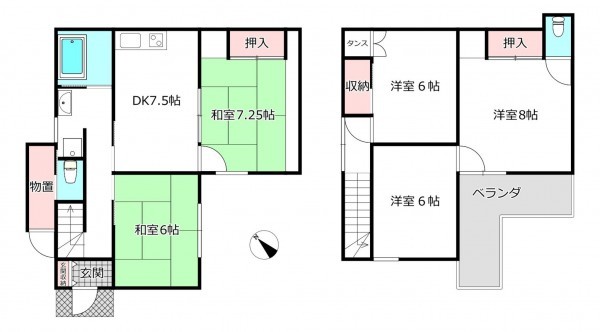 北本市東間、中古一戸建ての間取り画像です
