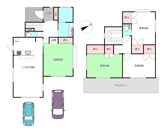 北本市中丸、中古一戸建ての間取り画像です