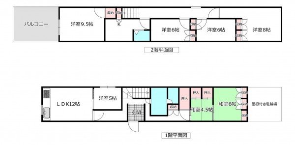桶川市西、中古一戸建ての間取り画像です