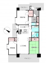 北本市中央、マンションの間取り画像です