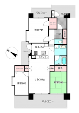 北本市中央、マンションの間取り画像です