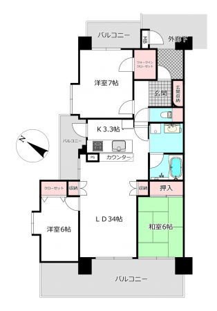 北本市中央、マンションの間取り画像です