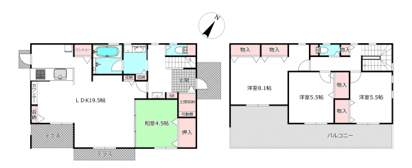 北本市中丸、新築一戸建ての間取り画像です