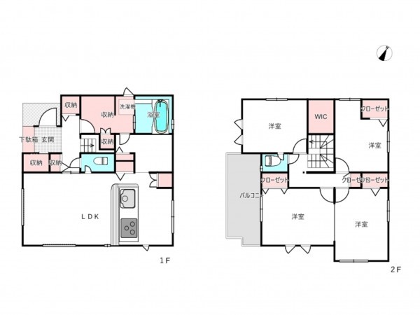桶川市上日出谷南、新築一戸建ての間取り画像です
