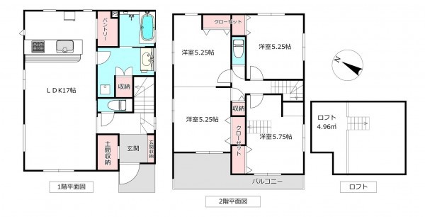 桶川市東、新築一戸建ての間取り画像です