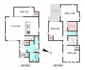 桶川市下日出谷西、中古一戸建ての間取り画像です