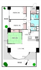 桶川市神明、マンションの間取り画像です