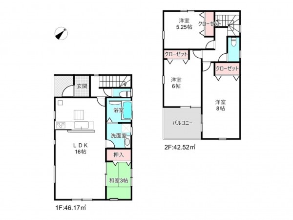 北本市東間、新築一戸建ての間取り画像です
