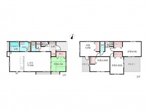 桶川市末広、新築一戸建ての間取り画像です