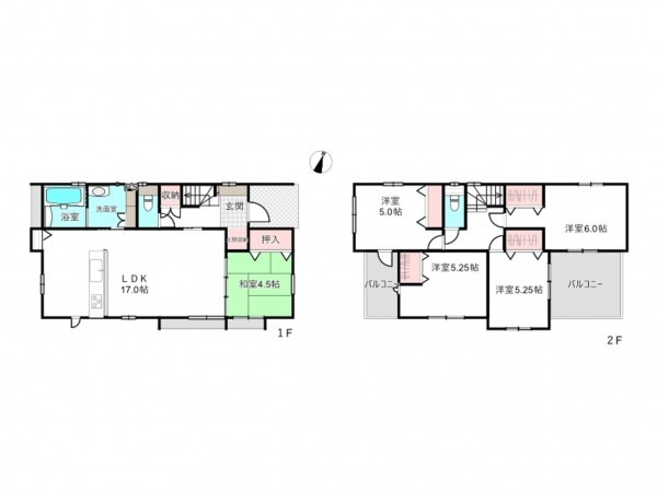 桶川市末広、新築一戸建ての間取り画像です