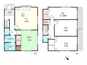 北本市中丸、中古一戸建ての間取り画像です