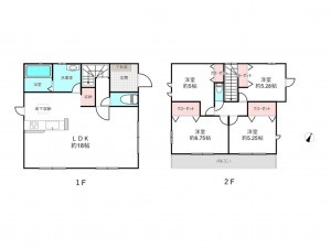 桶川市北、中古一戸建ての間取り画像です
