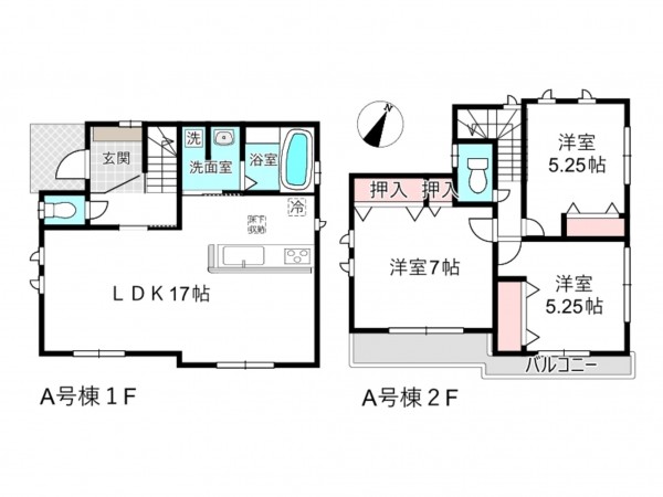 北本市西高尾、新築一戸建ての間取り画像です
