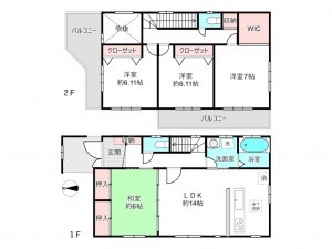 北本市本町、中古一戸建ての間取り画像です
