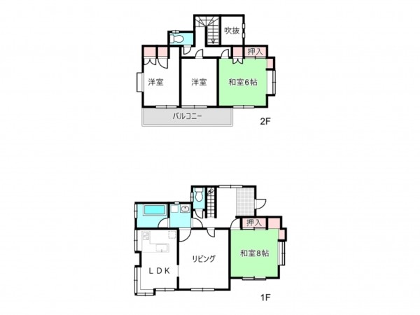 桶川市、中古一戸建ての間取り画像です