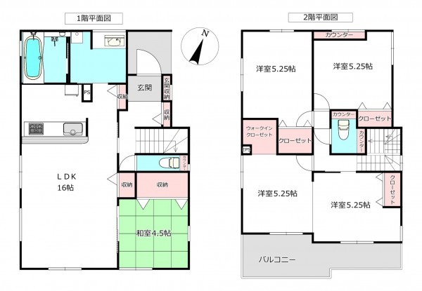 北本市中丸、新築一戸建ての間取り画像です