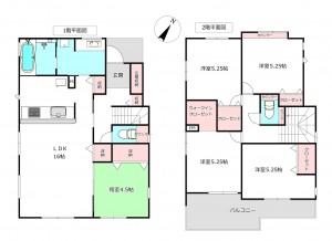 北本市中丸、新築一戸建ての間取り画像です