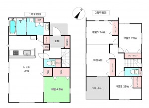 北本市中丸、新築一戸建ての間取り画像です