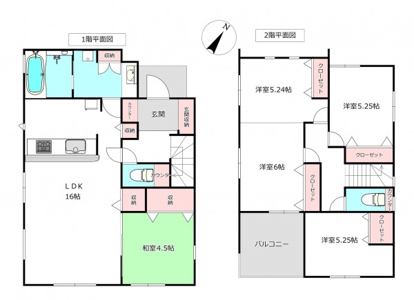 北本市中丸、新築一戸建ての間取り画像です