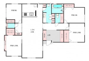 北本市中丸、新築一戸建ての間取り画像です