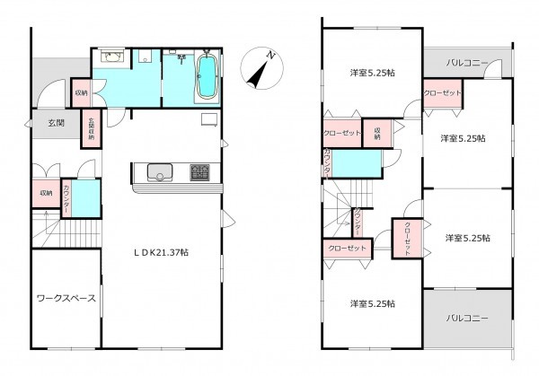 北本市中丸、新築一戸建ての間取り画像です
