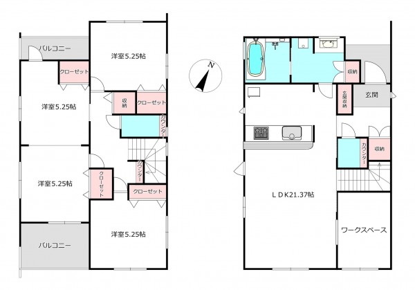 北本市中丸、新築一戸建ての間取り画像です