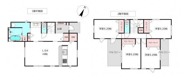 北本市中丸、新築一戸建ての間取り画像です