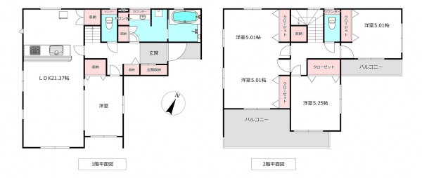 北本市中丸、新築一戸建ての間取り画像です