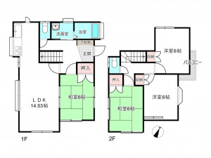 桶川市末広、中古一戸建ての間取り画像です