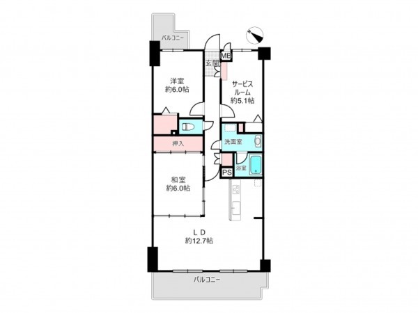 北本市朝日、マンションの間取り画像です