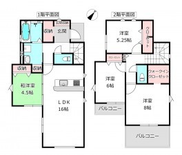 北本市東間、新築一戸建ての間取り画像です