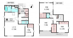 北本市東間、新築一戸建ての間取り画像です