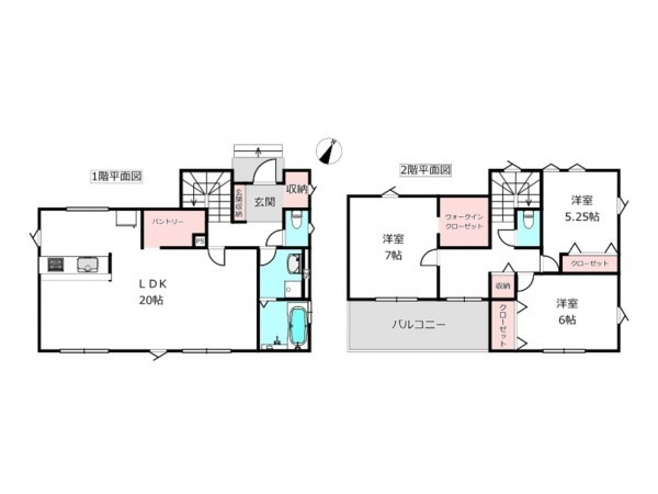 北本市東間、新築一戸建ての間取り画像です