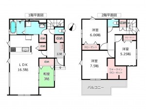 北本市東間、新築一戸建ての間取り画像です