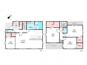 桶川市寿、新築一戸建ての間取り画像です