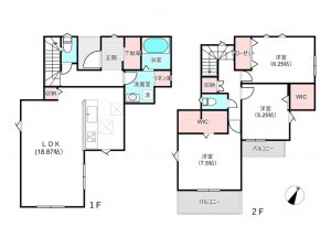 桶川市寿、新築一戸建ての間取り画像です