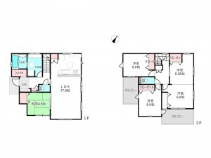 北本市中丸、新築一戸建ての間取り画像です