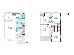 桶川市東、新築一戸建ての間取り画像です
